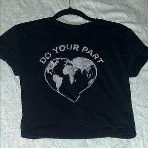 Black Graphic Tee with Earth Design
